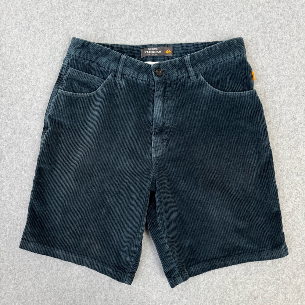 Quiksilver Waterman Corduroy Shorts Mens Size 31 Blue Teal 8" Inseam Casual READ